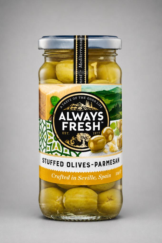 Always Fresh Stuffed Olives Parmesan Retail - Olives, Pickles & Antipasti