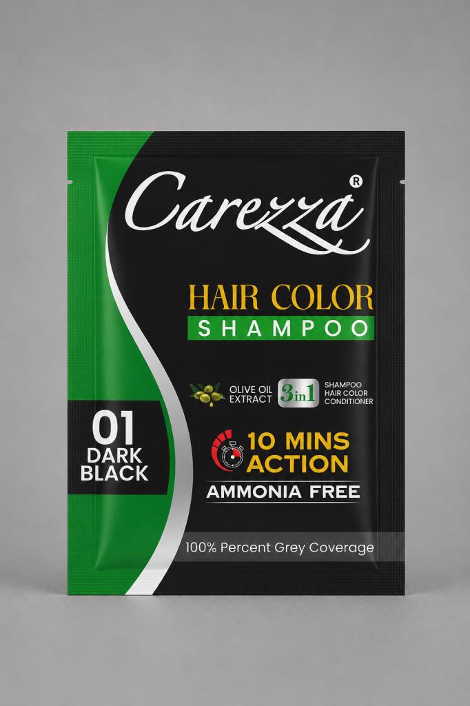 Carezza Hair Color Shampoo Natural Black Hair Dye