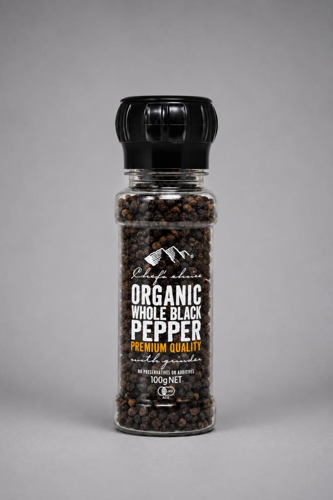Chef`s Choice Organic Whole Black Pepper Salt, Pepper & Seasoning