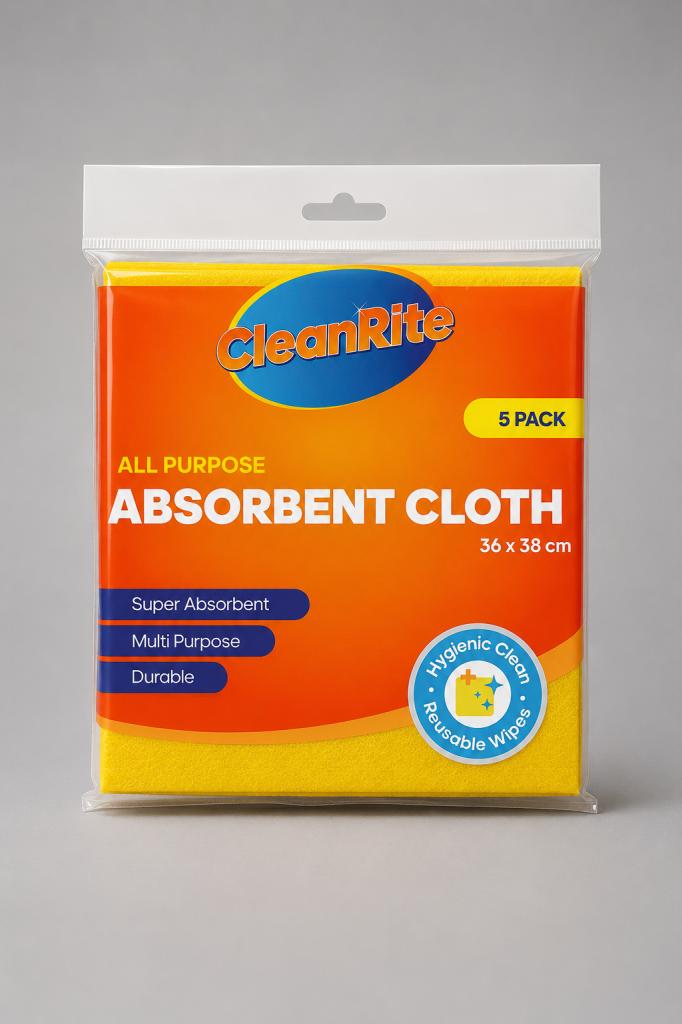 CleanRite All Purpose Absorbent Cloth 5`s Sponges, Wipes & Gloves
