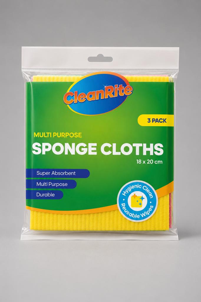 CleanRite Multi Purpose Sponge Cloth 3`s Household & Pets