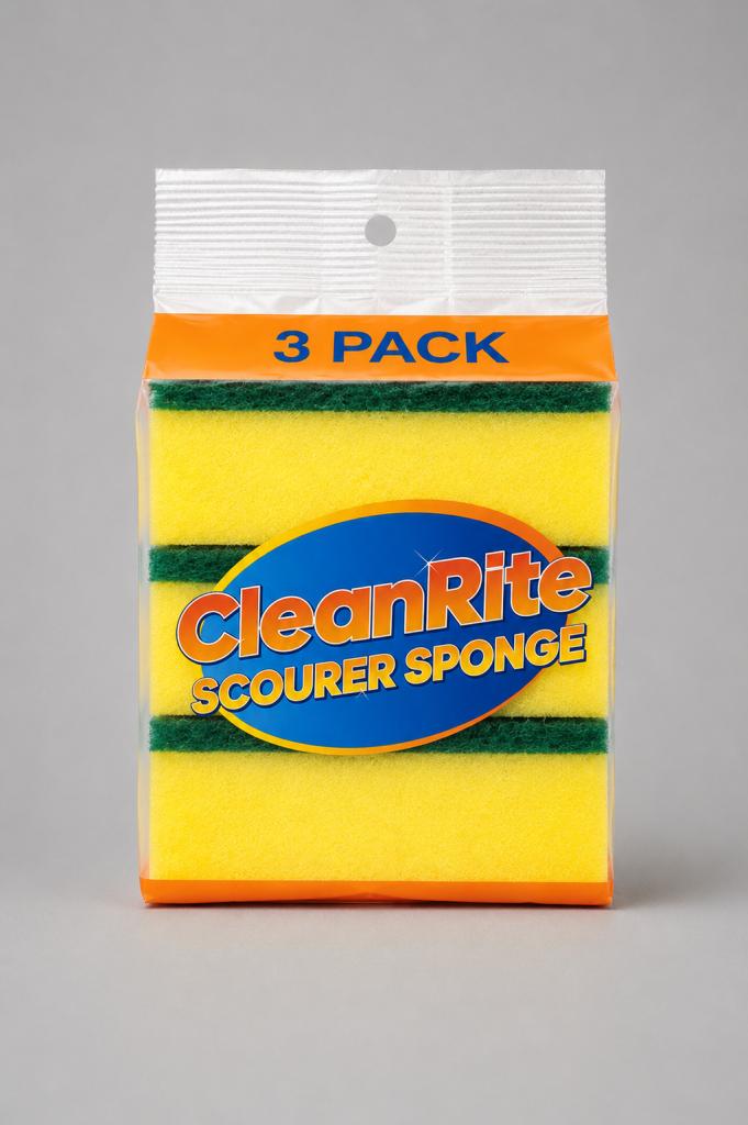 CleanRite Scourer Sponge 3`s Sponges, Wipes & Gloves