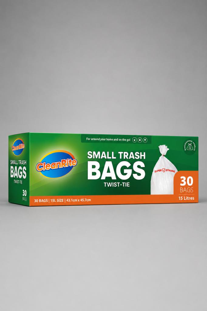 CleanRite Small Trash Bags 30`s Garbage Bags
