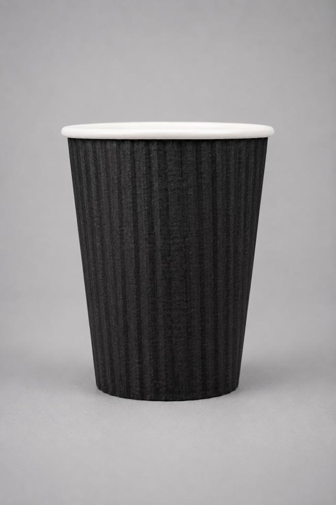 Detpak Coffee Cup Ripple Wall Black 12oz Coffee Cups With Lids