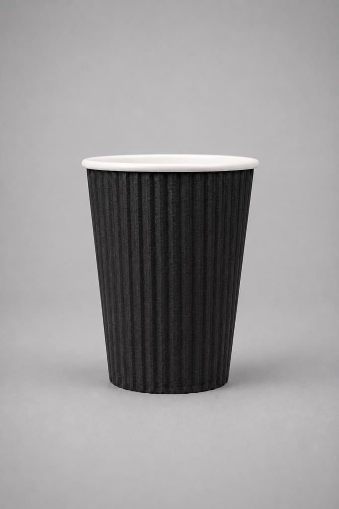 Detpak Coffee Cup Ripple Wall Black 8oz Coffee Cups With Lids