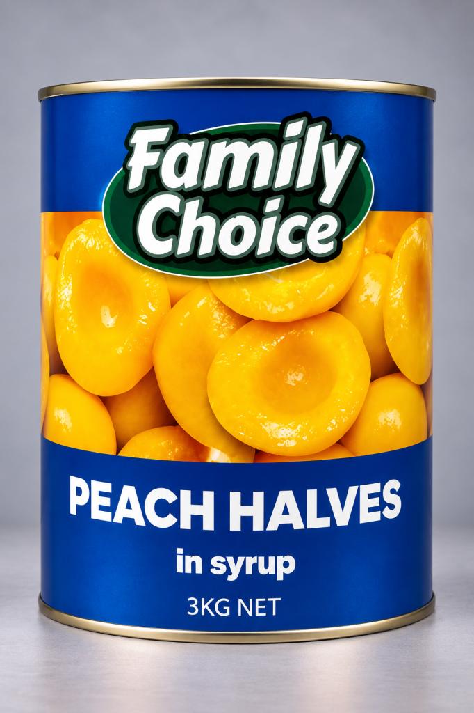 Family Choice Peach Halves in Syrup Canned Foods 