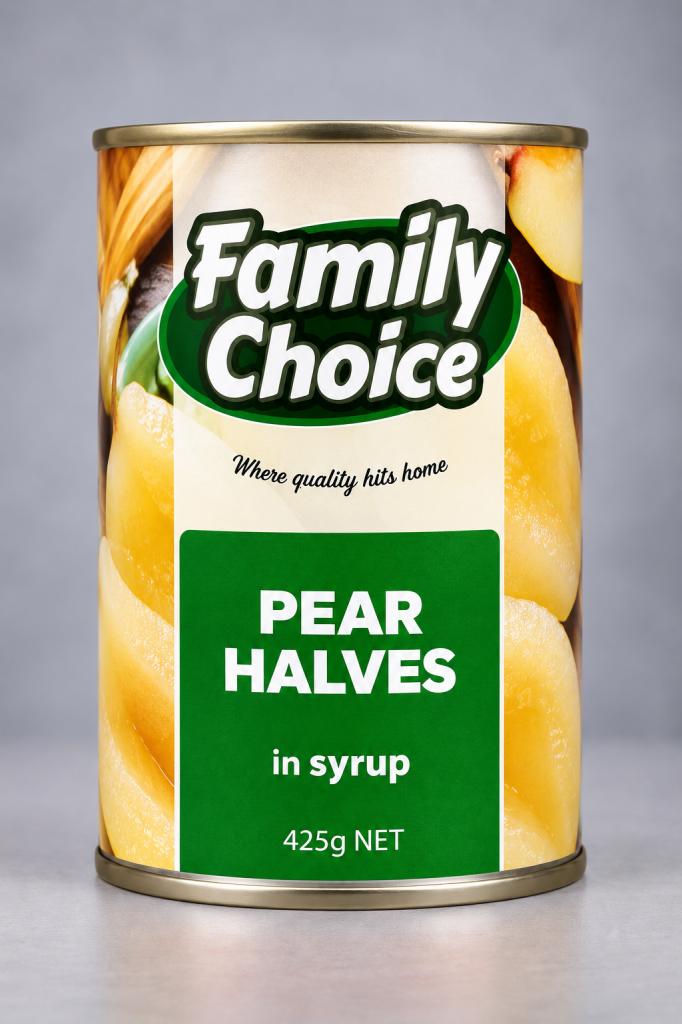 Family Choice Pear Halves in Syrup Canned Foods 
