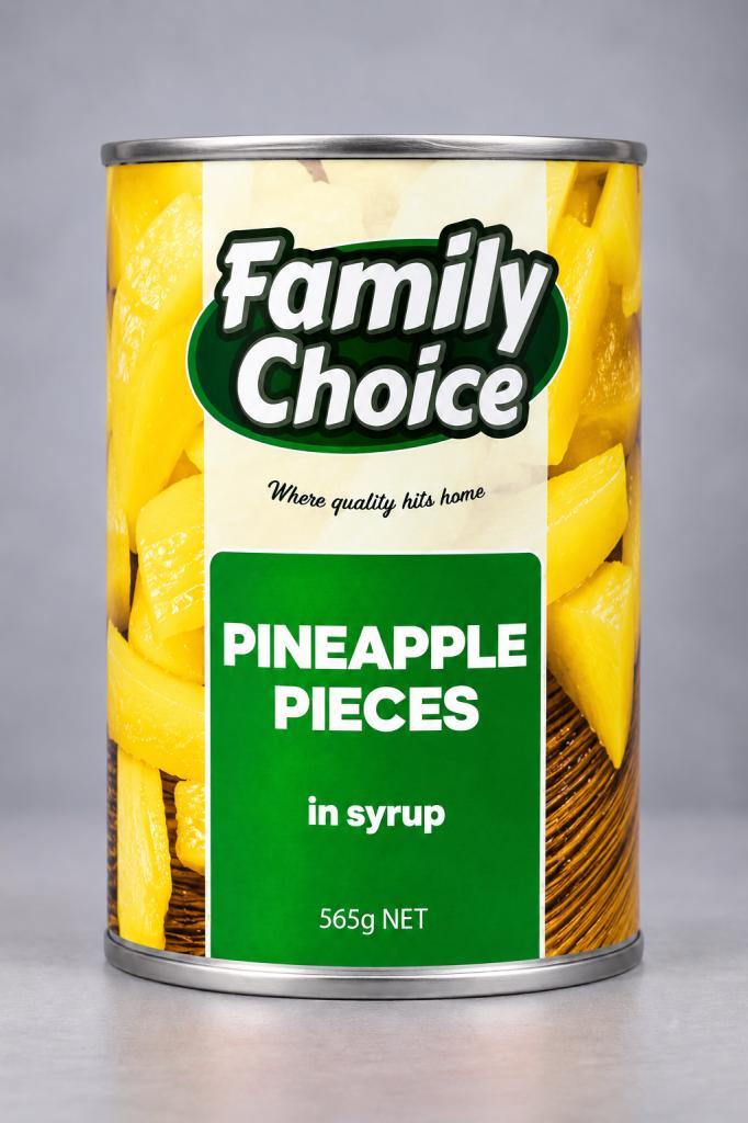 Family Choice Pineapple Pieces in Syrup Canned Foods 