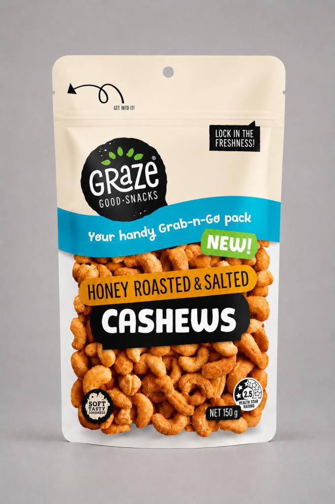 Graze Good Snacks Honey Roasted & Salted Cashews Popcorn, Nuts & Savoury Snacks