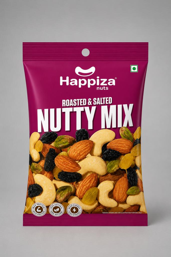 Happiza Roasted & Salted Nutty Mix Popcorn, Nuts & Savoury Snacks