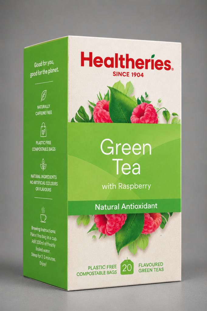 Healtheries Green Tea with Raspberry 20`s Tea & Milk Drinks
