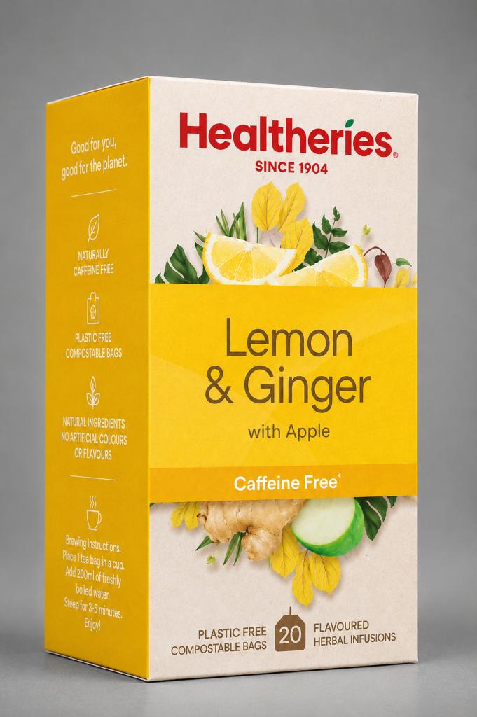 Healtheries Lemon & Ginger Teabag 20`s Tea & Milk Drinks