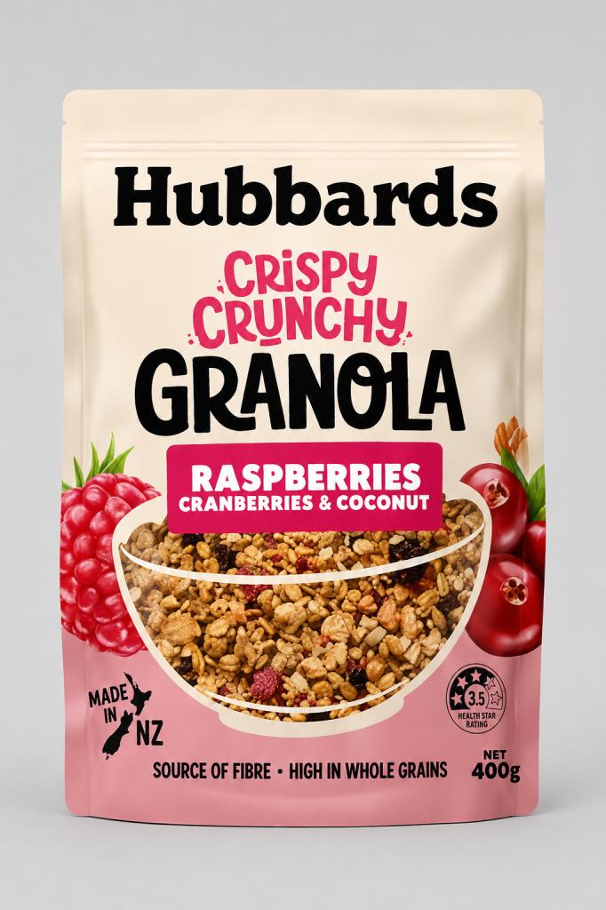 Hubbards Granola Raspberry~ Cranberry & Coconut Muesli & Oats