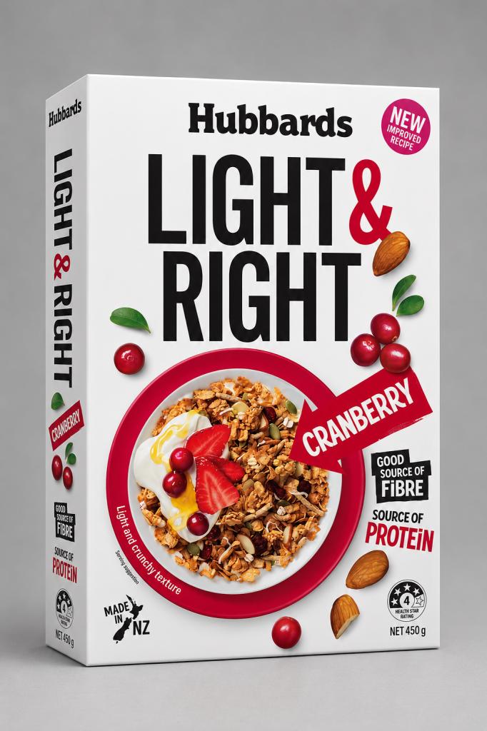 Hubbards Light & Right Cranberry & Almond Muesli & Oats