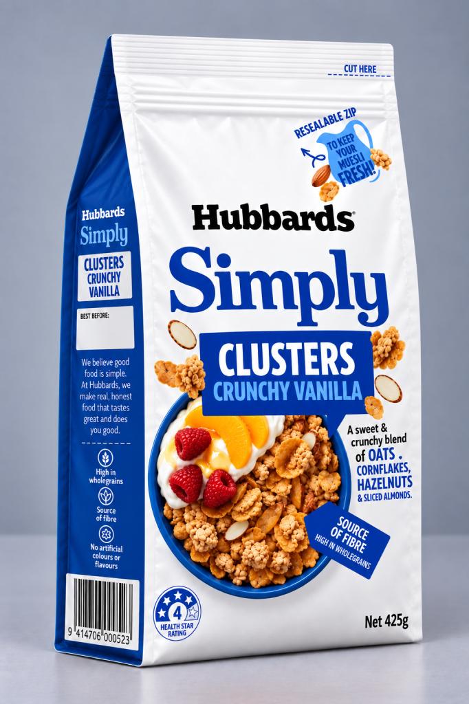 Hubbards Simply Cluster Crunchy Vanilla Cereals & Spreads