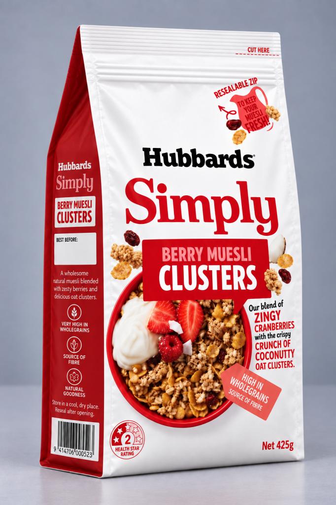 Hubbards Simply Muesli Clusters Berry Cereals & Spreads