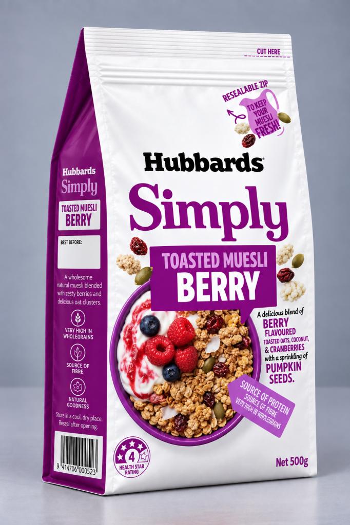 Hubbards Simply Toasted Muesli Berry Cereals & Spreads