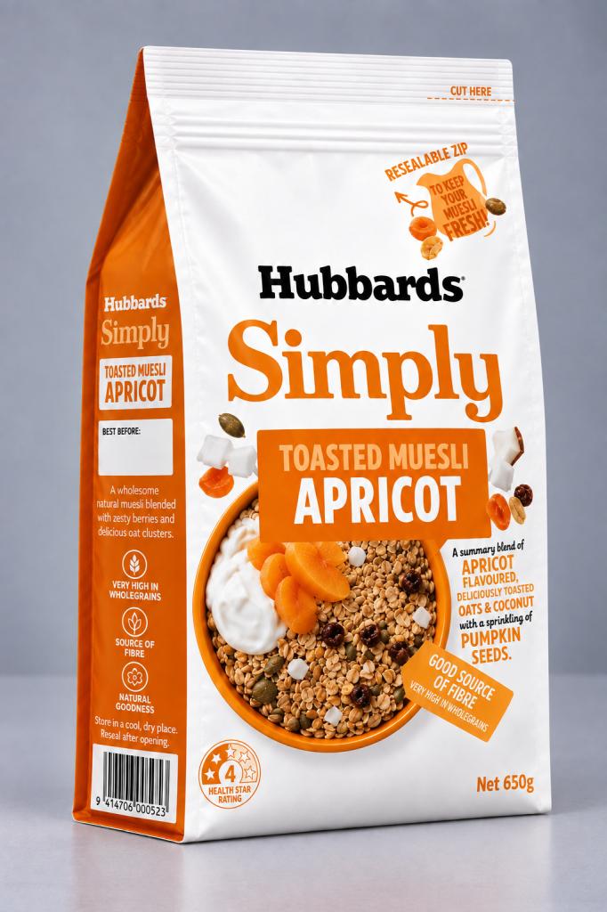 Hubbards Simply Toasted Muesli Apricot Cereals & Spreads