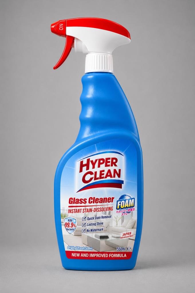 Hyper Clean Glass Cleaner Instant Stain Dissolving All Purpose Cleaners