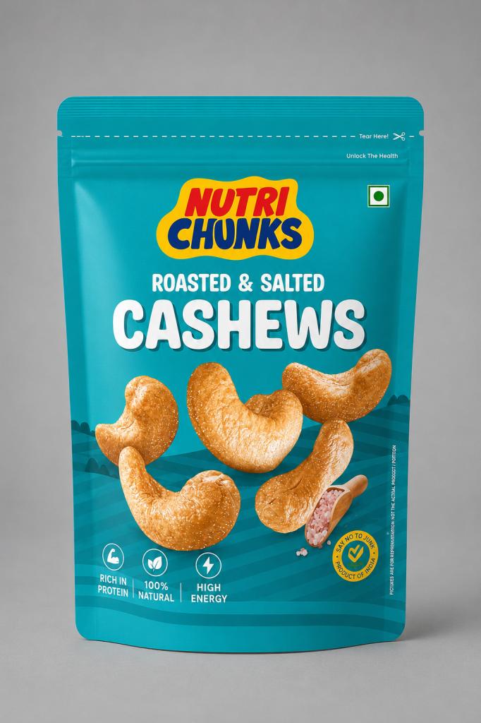 Nutri Chucnks Roasted & Salted Cashew Popcorn, Nuts & Savoury Snacks
