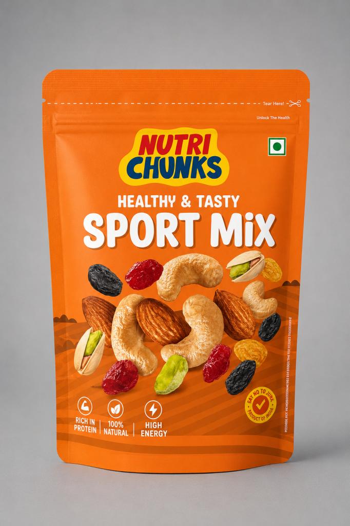 Nutri Chunks Healthy & Tasty Sports Mix Popcorn, Nuts & Savoury Snacks