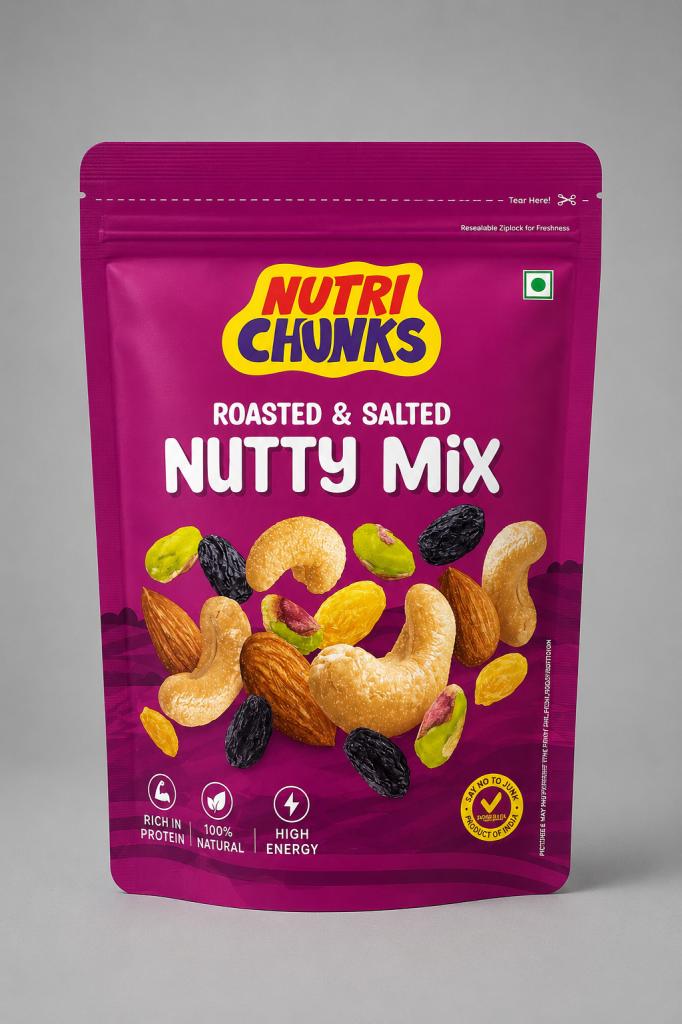 Nutri Chunks Roasted & Salted Nutty Mix Popcorn, Nuts & Savoury Snacks
