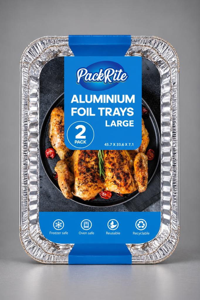 PackRite Aluminium Foil Trays Large (Pack of 2) Cooking, Bakeware & Disposables