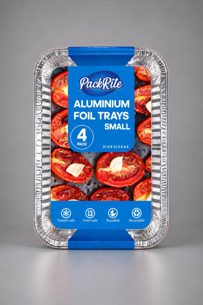 PackRite Aluminium Foil Trays Small (Pack of 4) Cooking, Bakeware & Disposables