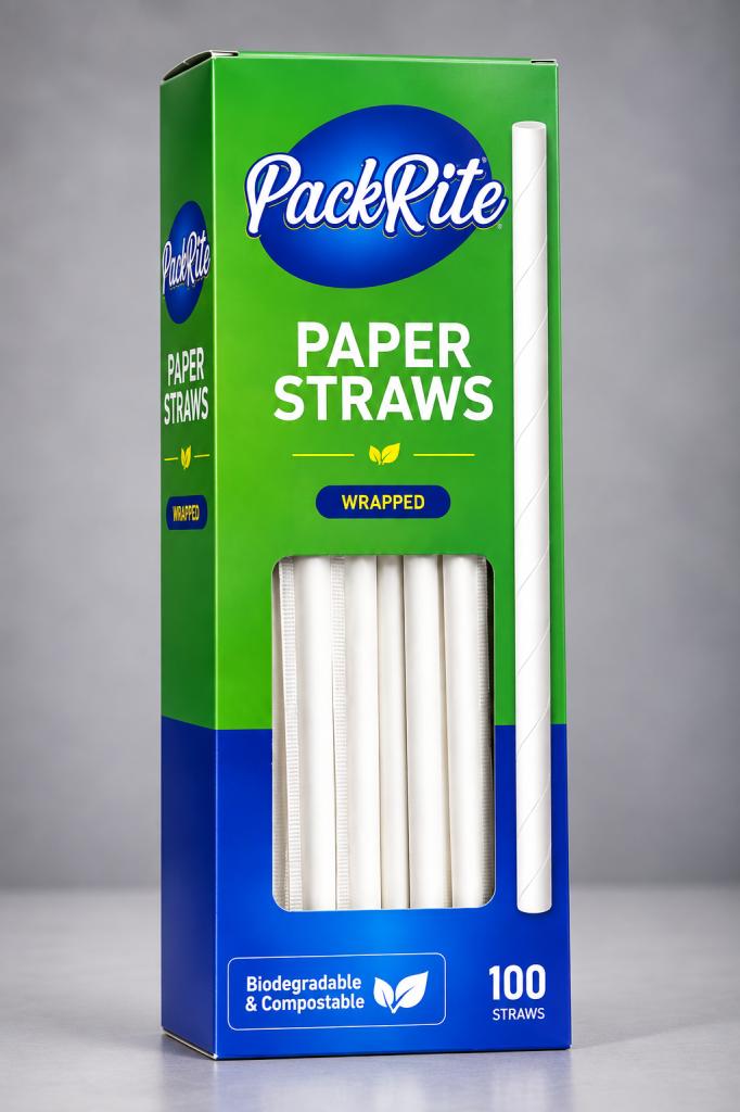 PackRite Paper Straws Wrapped Cooking, Bakeware & Disposables