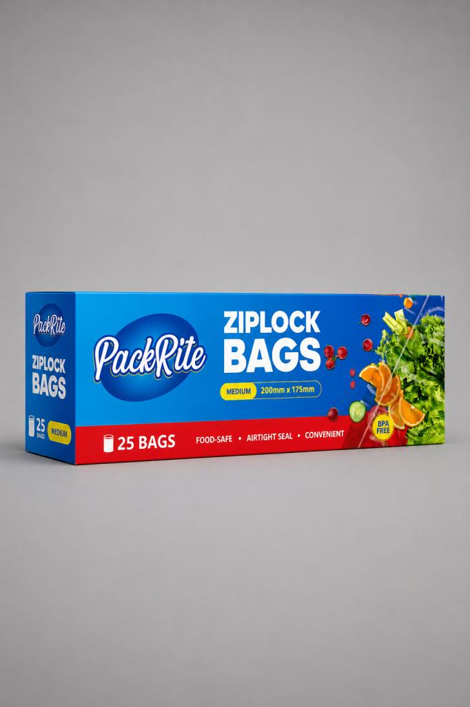 PackRite Ziplock Bags Medium 25`s Sandwich, Oven & Freezer Bags