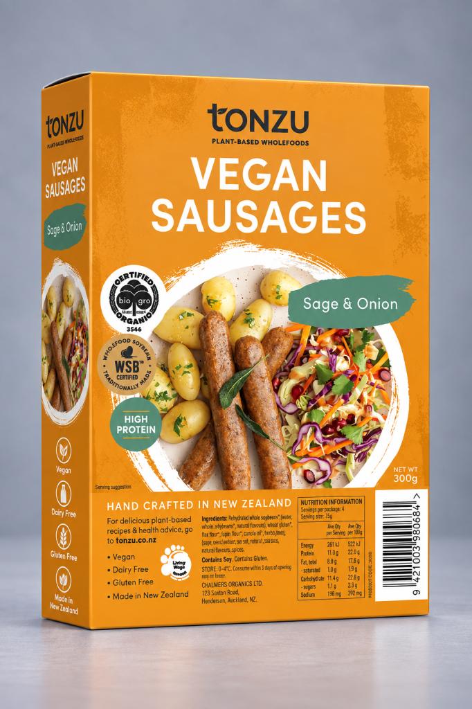 Tonzu Vegan Sausages Sage & Onion Vegan & Vegetarian